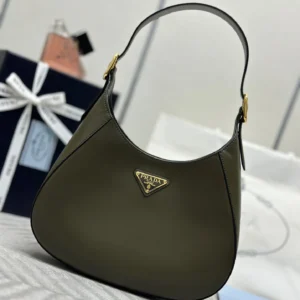 Prada Large Leather Shoulder Bag With Topstitching (Original Edition)