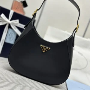 Prada Large Leather Shoulder Bag With Topstitching (Original Edition)