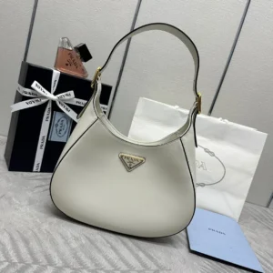 Prada Large Leather Shoulder Bag With Topstitching (Original Edition)
