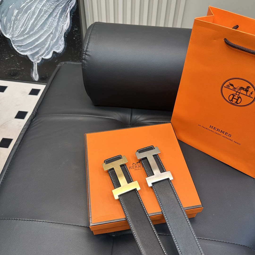 Hermès H Buckle Premium Full Steel Leather Belt - 图片 2