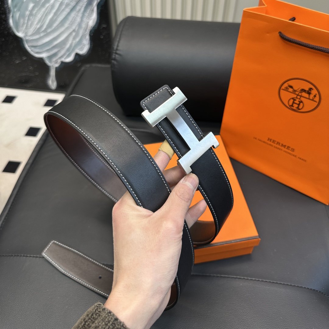 Hermès H Buckle Premium Full Steel Leather Belt - 图片 4
