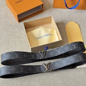 Louis Vuitton Belt Monogram Grey with Gold Buckle
