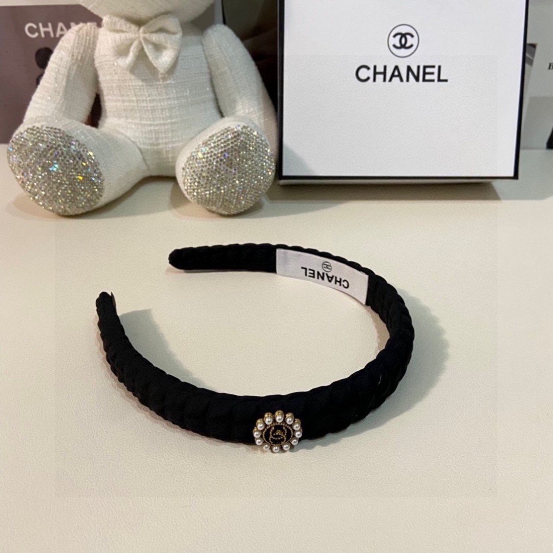 Black Braided Velvet Headband – Pearl Accent in Classic French Style - 图片 2