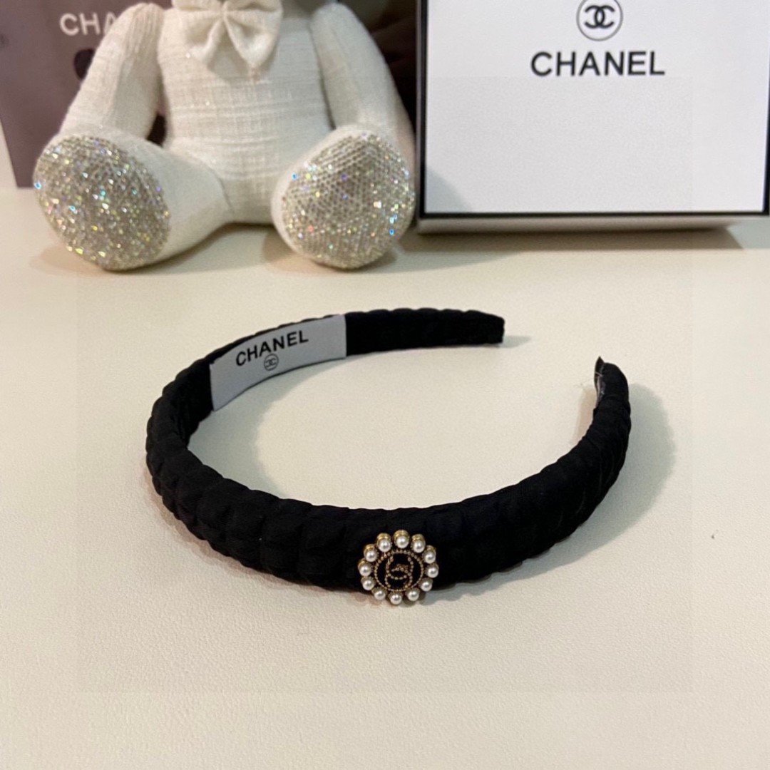 Black Braided Velvet Headband – Pearl Accent in Classic French Style - 图片 3