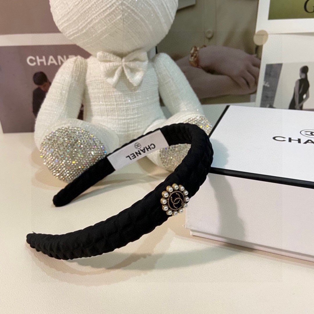 Black Braided Velvet Headband – Pearl Accent in Classic French Style - 图片 4