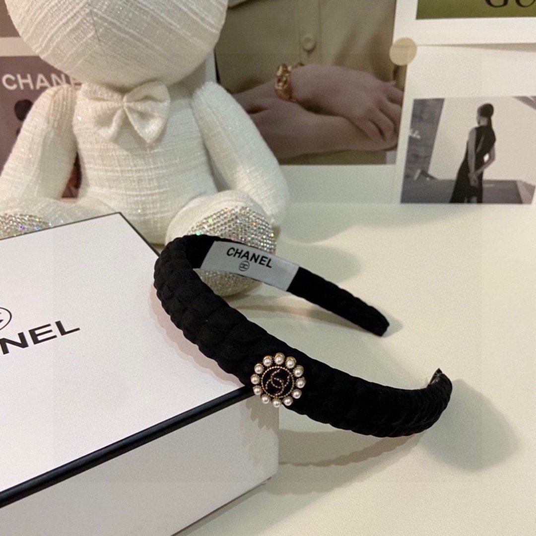 Black Braided Velvet Headband – Pearl Accent in Classic French Style - 图片 5