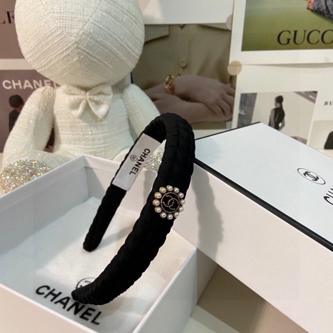 Black Braided Velvet Headband – Pearl Accent in Classic French Style - 图片 6