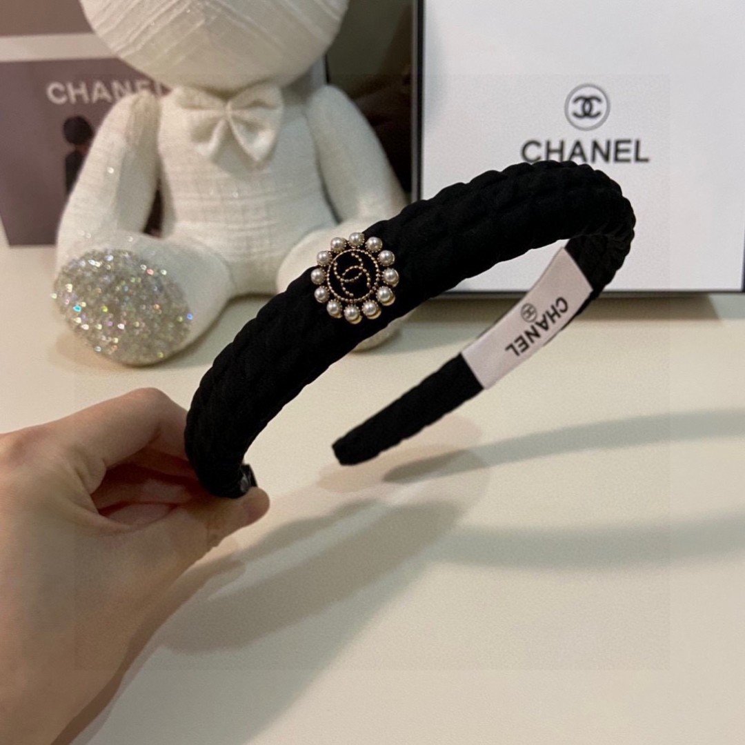 Black Braided Velvet Headband – Pearl Accent in Classic French Style - 图片 7
