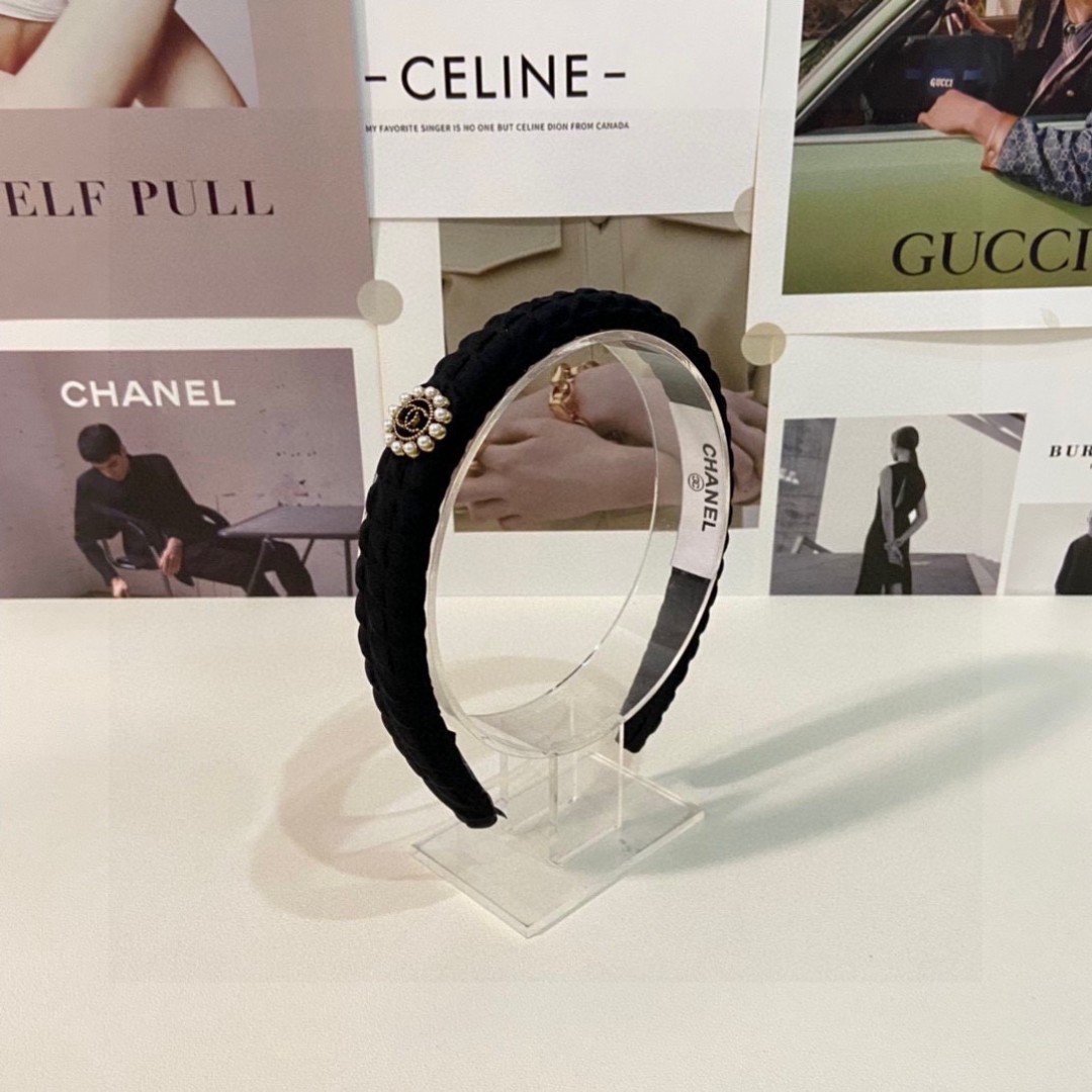 Black Braided Velvet Headband – Pearl Accent in Classic French Style - 图片 8
