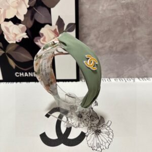 Sage Green & Floral Contrast Headband – Soft Satin Knot with Iconic Logo Detail