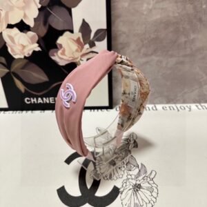 Blush Pink & Floral Contrast Headband – Soft Satin Finish with Logo Accent