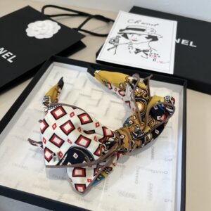 HERMÈS Printed Silk Bow Headband · Equestrian Motif & Retro Color Fusion