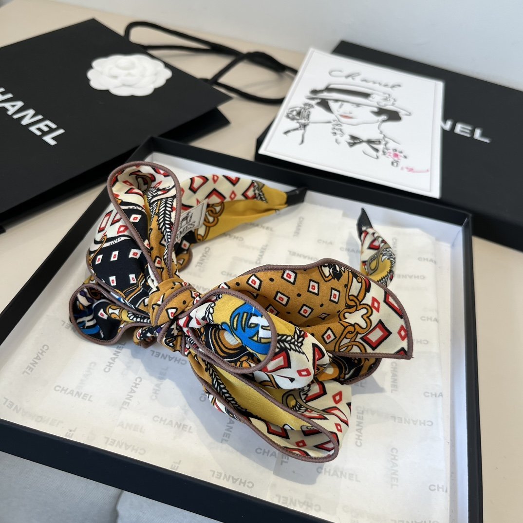 HERMÈS Printed Silk Bow Headband · Equestrian Motif & Retro Color Fusion - 图片 4