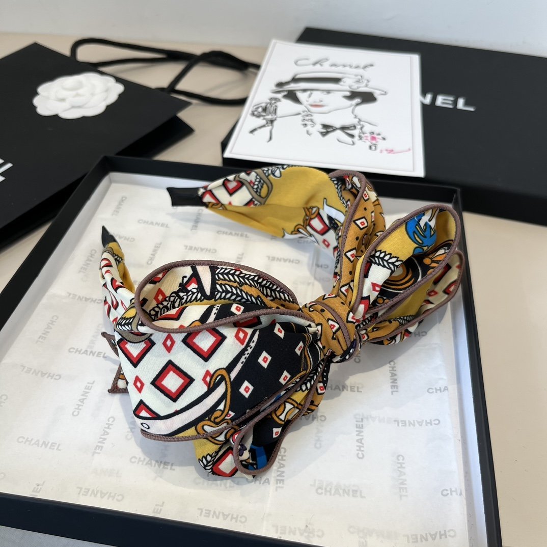 HERMÈS Printed Silk Bow Headband · Equestrian Motif & Retro Color Fusion - 图片 5