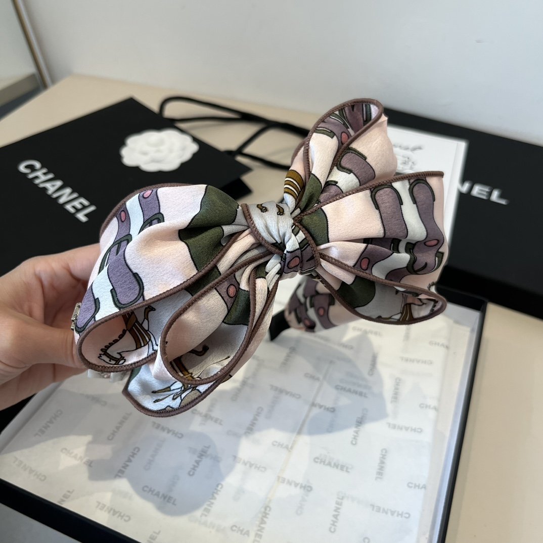 HERMÈS Silk Bow Headband · Floral Printed Hair Accessory in Rose Blush - 图片 5