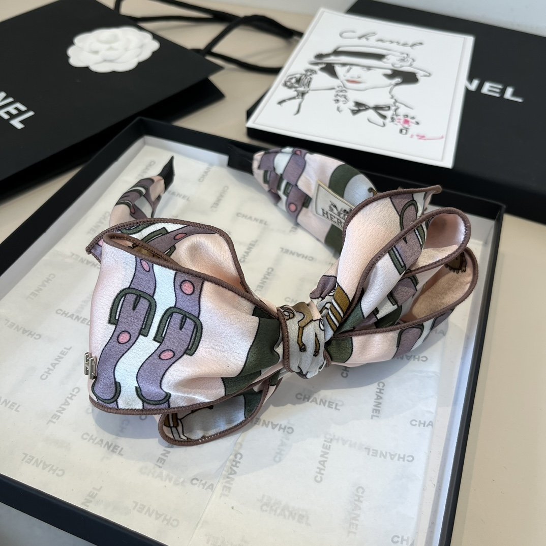 HERMÈS Silk Bow Headband · Floral Printed Hair Accessory in Rose Blush - 图片 6