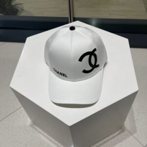CHANEL Ivory White Embroidered Logo Baseball Cap in Cotton Twill