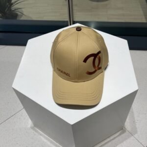 CHANEL Classic Embroidered Logo Baseball Cap in Caramel Khaki