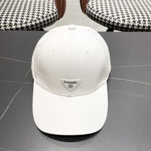 CHANEL 2025 White Airflow Baseball Cap with Triangular Logo Badge