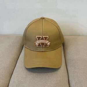 HERMÈS Khaki Embroidered “H” Baseball Cap in Heritage Varsity Style