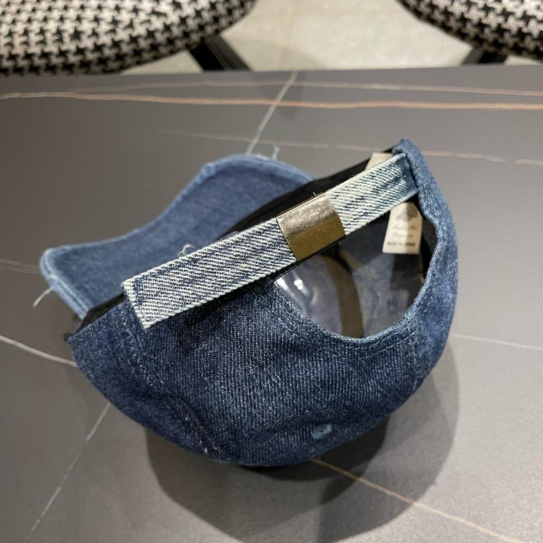 Dior Light Blue Denim Baseball Cap with Satin Bows & Leather Logo Patch - 图片 11
