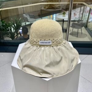 Dior Summer Cream Wide-Brim Sun Hat with Elegant Bow