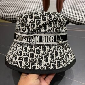 Dior Monochrome Oblique Bucket Hat with Pearl D Charm