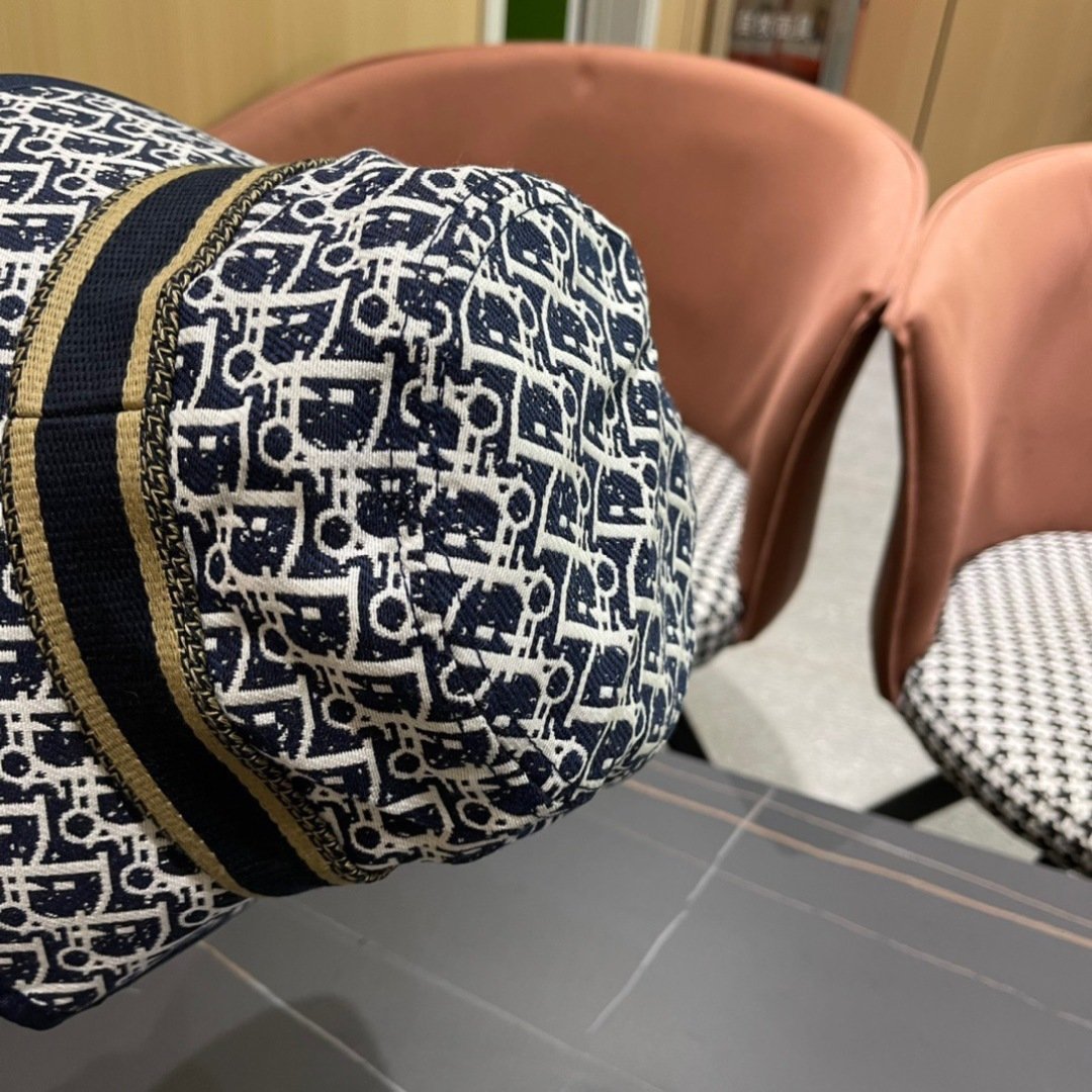 Dior Navy Blue Oblique Jacquard Bucket Hat with Signature Detail - 图片 10