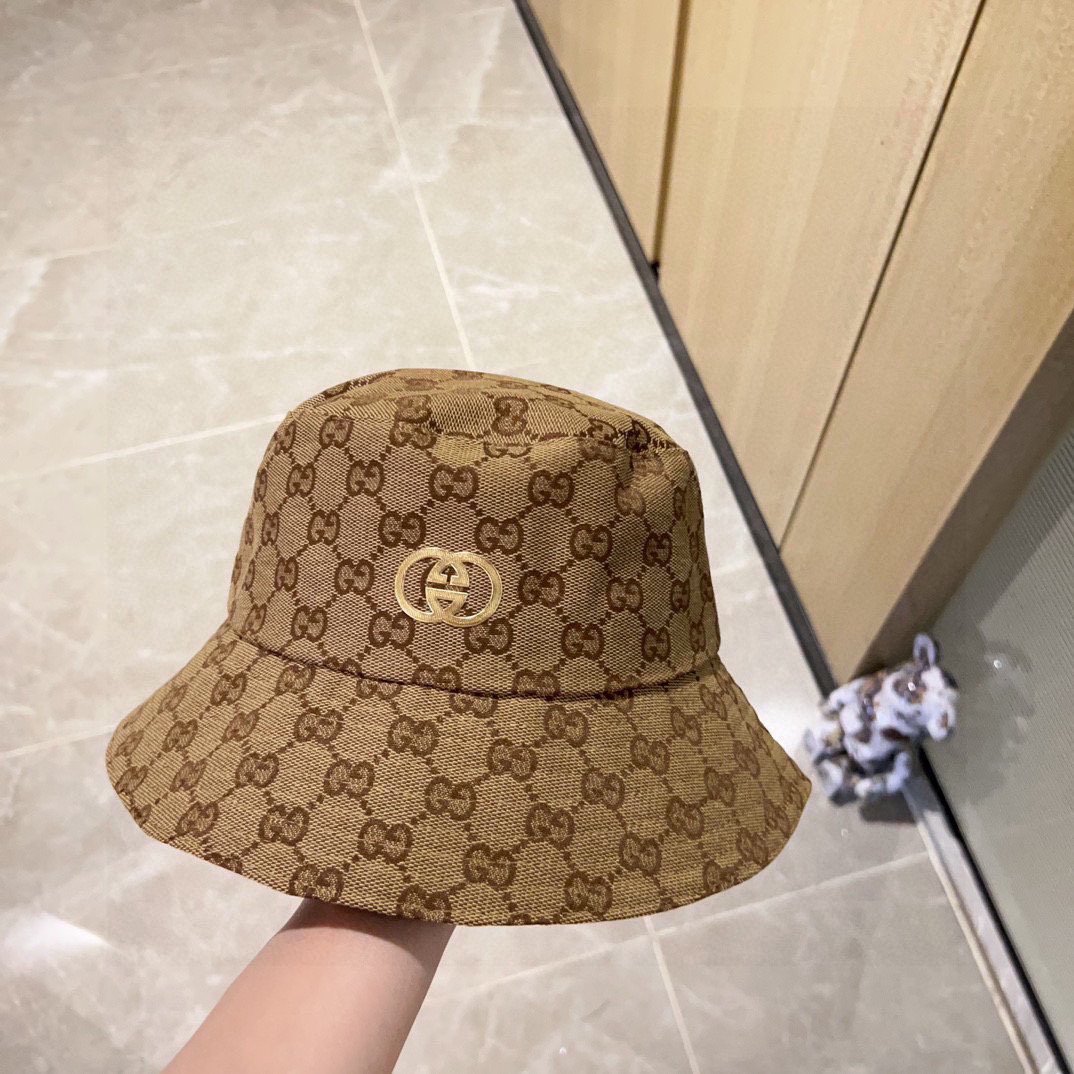 GUCCI 2025 Monogram Canvas Bucket Hat in Vintage Brown