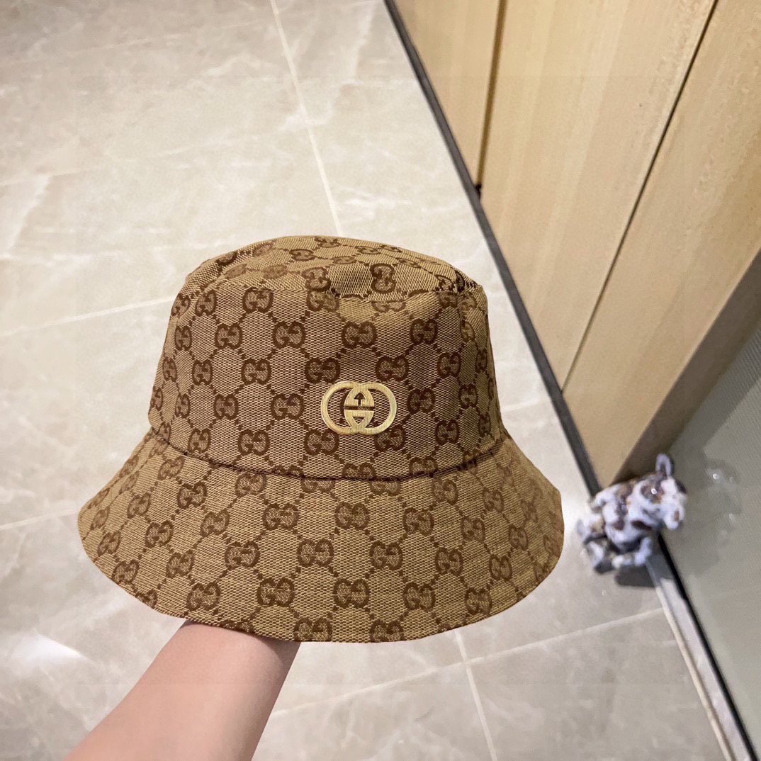 GUCCI 2025 Monogram Canvas Bucket Hat in Vintage Brown - 图片 4