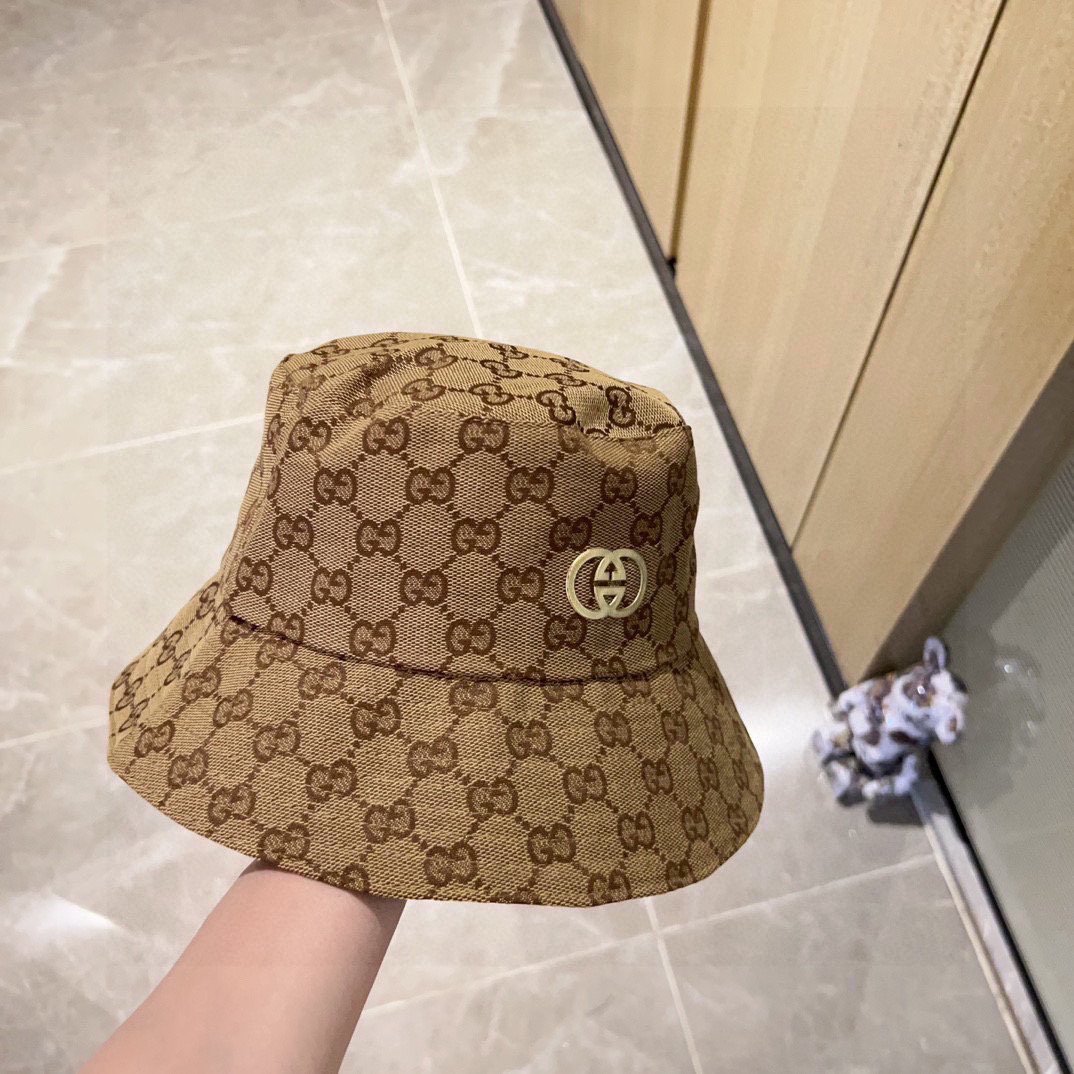 GUCCI 2025 Monogram Canvas Bucket Hat in Vintage Brown - 图片 5