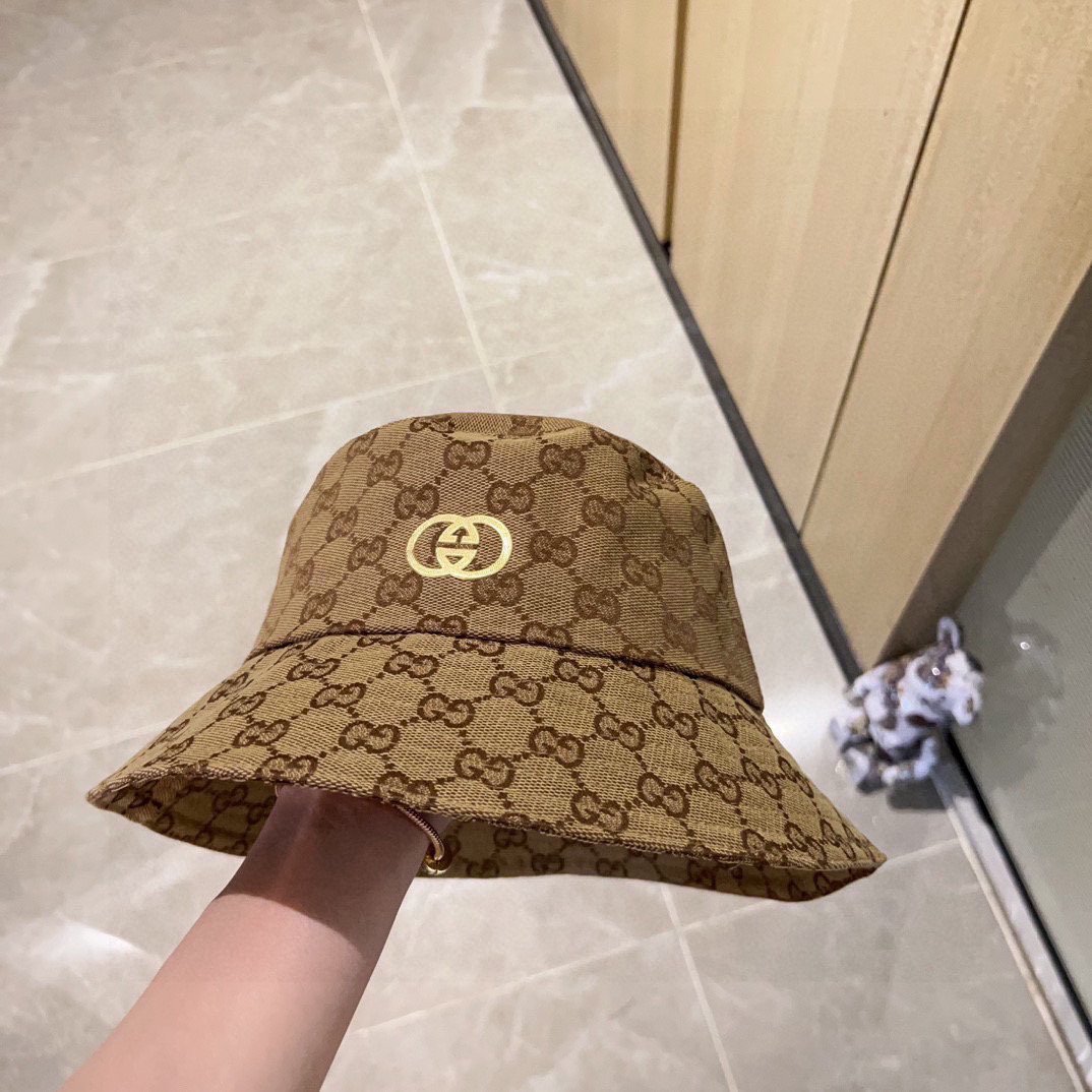 GUCCI 2025 Monogram Canvas Bucket Hat in Vintage Brown - 图片 6