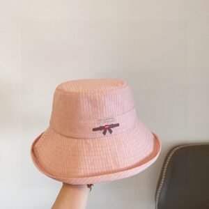 Gucci 2025 Peach-Pink Wide-Brim Linen Bucket Hat – Foldable Sun Hat for Travel