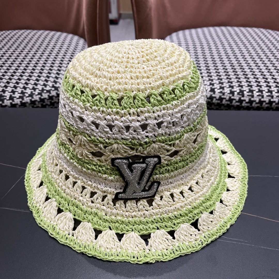 Louis Vuitton Crochet Raffia Bucket Hat with Monogram Accent - 图片 2