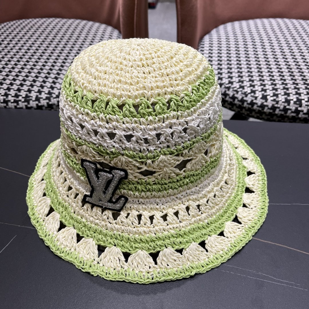 Louis Vuitton Crochet Raffia Bucket Hat with Monogram Accent - 图片 3