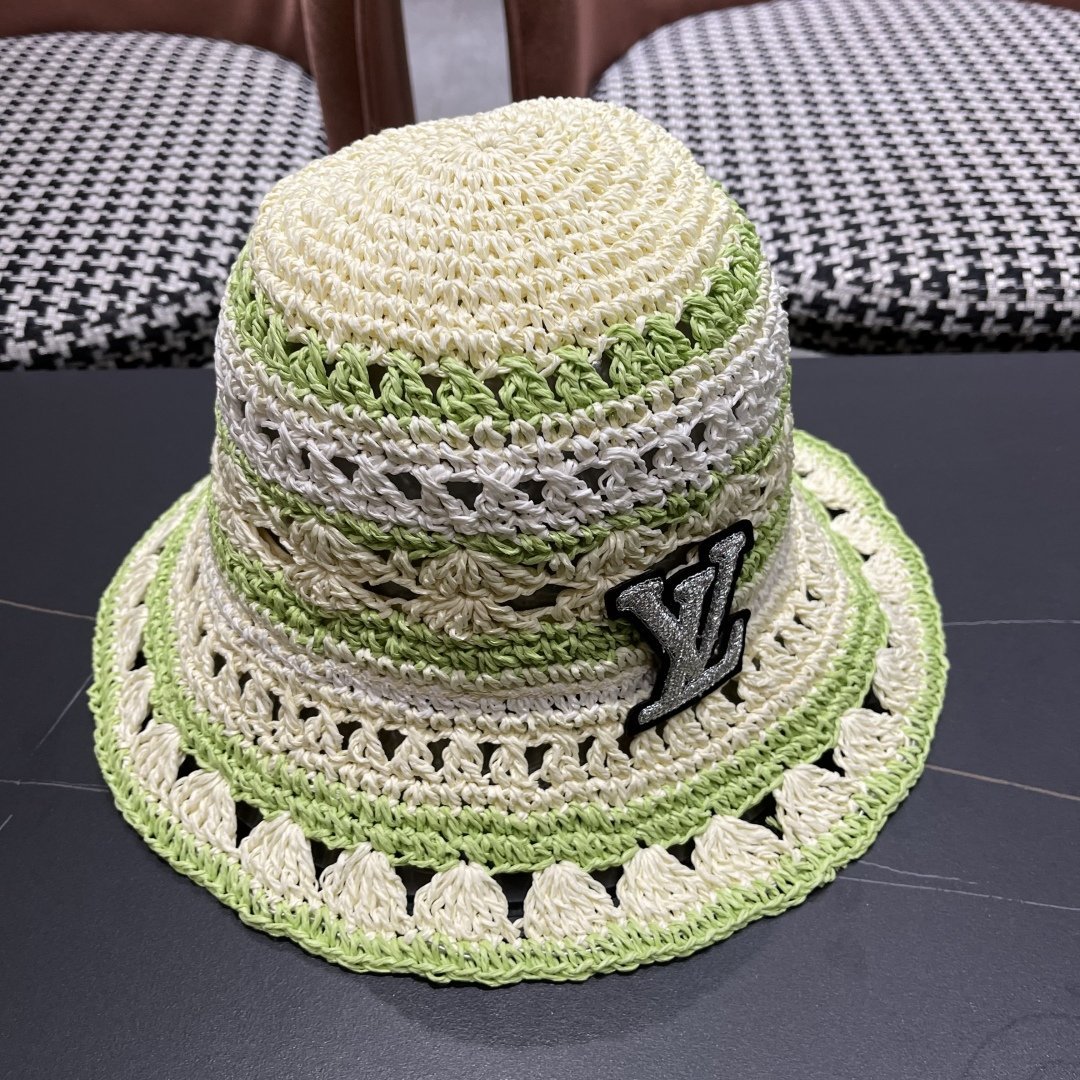 Louis Vuitton Crochet Raffia Bucket Hat with Monogram Accent - 图片 4
