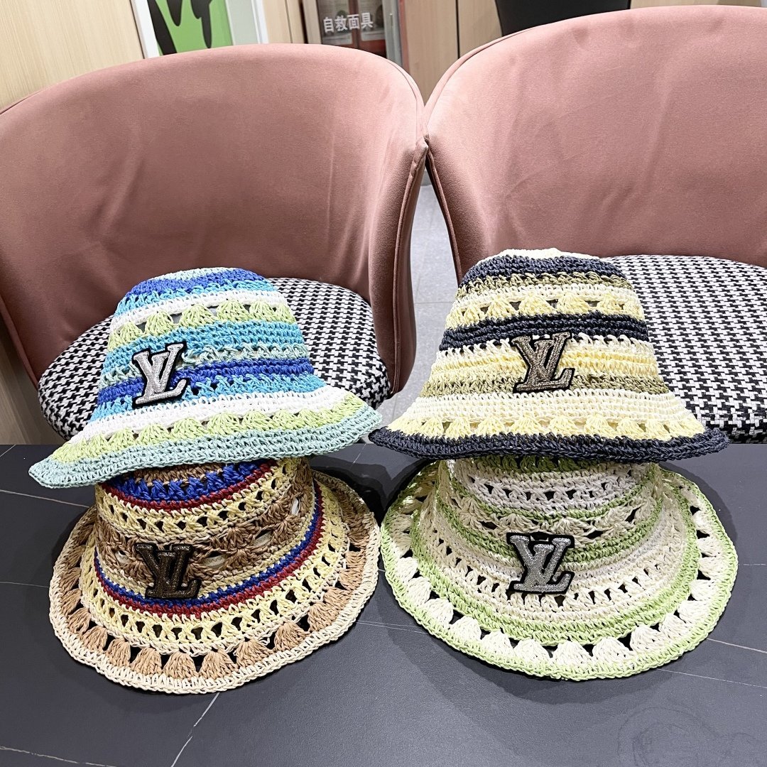 Louis Vuitton Crochet Raffia Bucket Hat with Monogram Accent - 图片 6