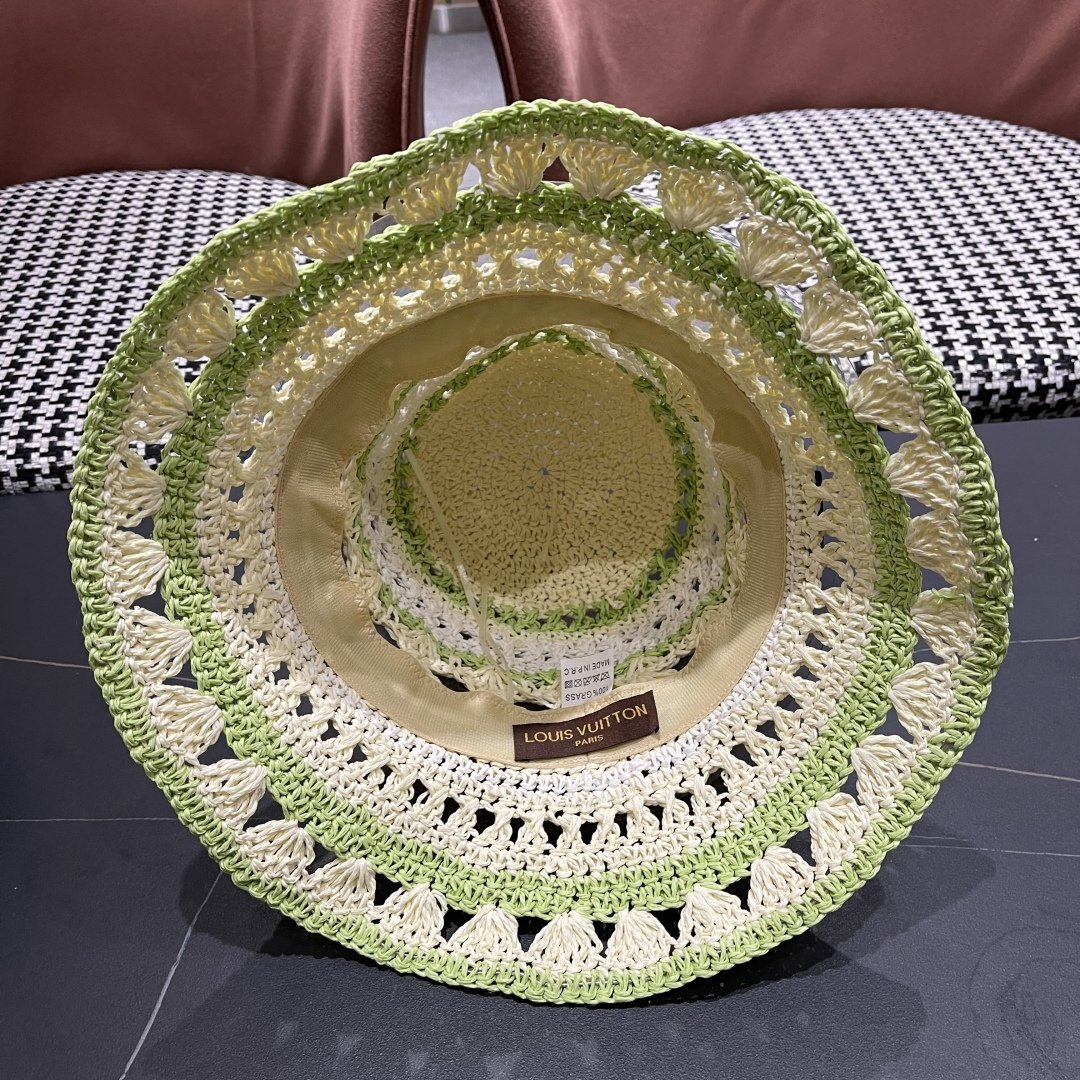 Louis Vuitton Crochet Raffia Bucket Hat with Monogram Accent - 图片 11
