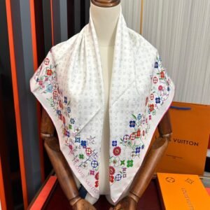 Louis Vuitton Silk Square Scarf – Superflat Floral Monogram Print, 90x90cm