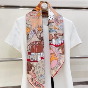 Louis Vuitton Silk Square Scarf – Paris Travel Heritage Print, 90x90cm