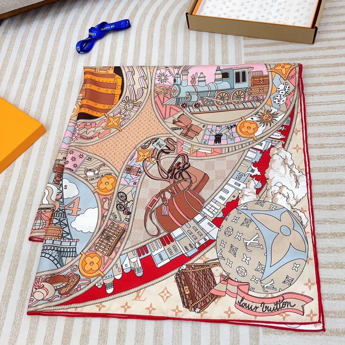 Louis Vuitton Silk Square Scarf – Paris Travel Heritage Print, 90x90cm - 图片 3