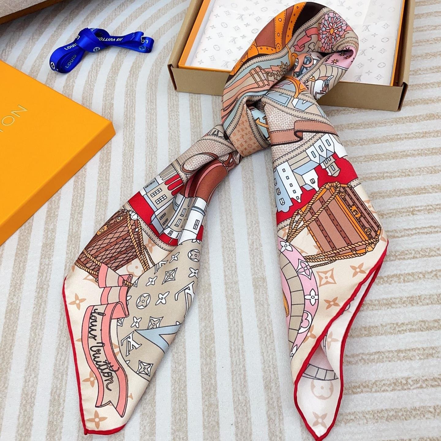Louis Vuitton Silk Square Scarf – Paris Travel Heritage Print, 90x90cm - 图片 4