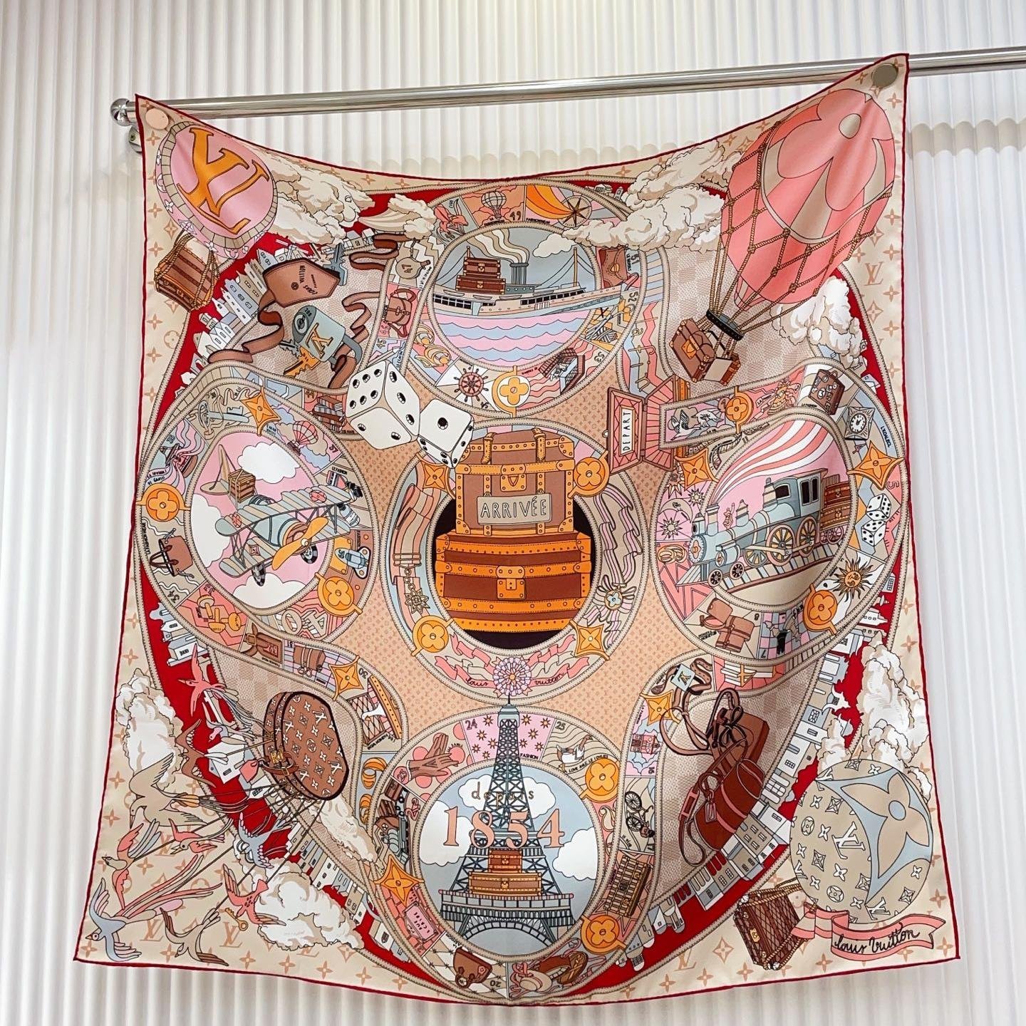 Louis Vuitton Silk Square Scarf – Paris Travel Heritage Print, 90x90cm - 图片 6