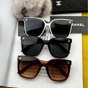 Chanel-Inspired Oversized Square Sunglasses Set · Classic Black / White / Tortoise Brown