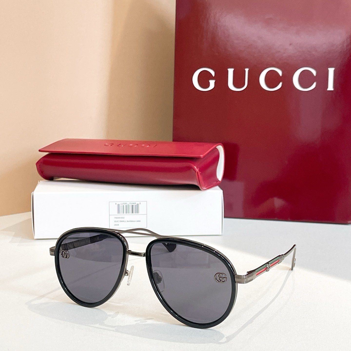 Gucci Retro Aviator Sunglasses · Unisex Metal Frame with Gradient Lenses and Signature Stripe - 图片 2