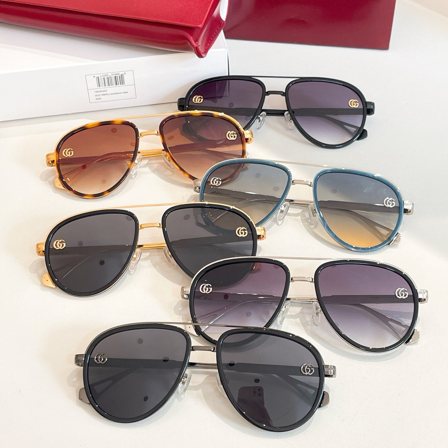 Gucci Retro Aviator Sunglasses · Unisex Metal Frame with Gradient Lenses and Signature Stripe - 图片 9