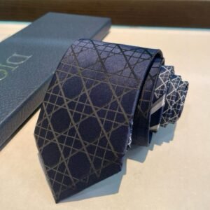 Dior Navy Cannage Silk Tie in Tonal Jacquard Weave