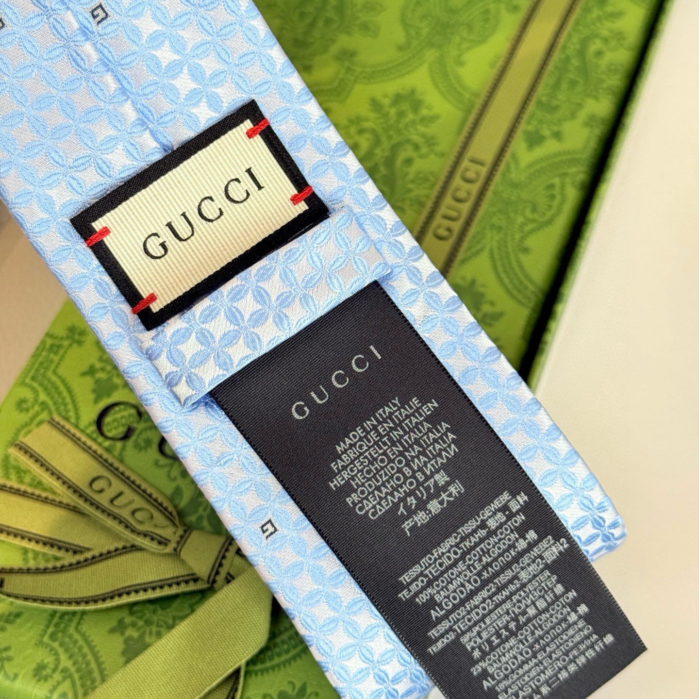 Gucci GG Clover Silk Tie – Sky Blue Edition - 图片 7