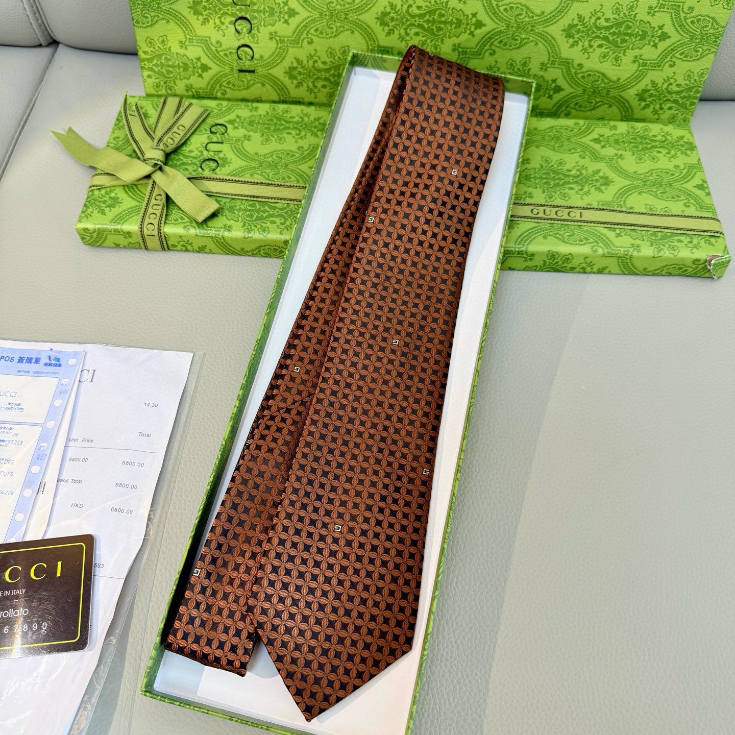 Gucci GG Clover Silk Tie – Vintage Bronze Edition - 图片 2