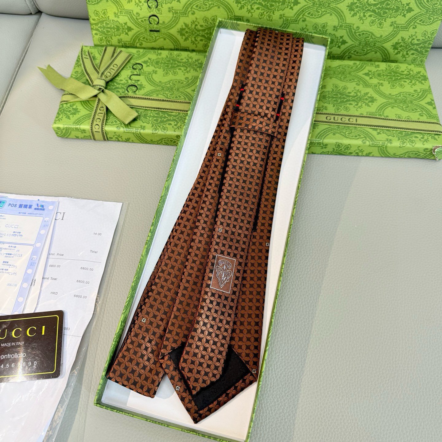 Gucci GG Clover Silk Tie – Vintage Bronze Edition - 图片 3